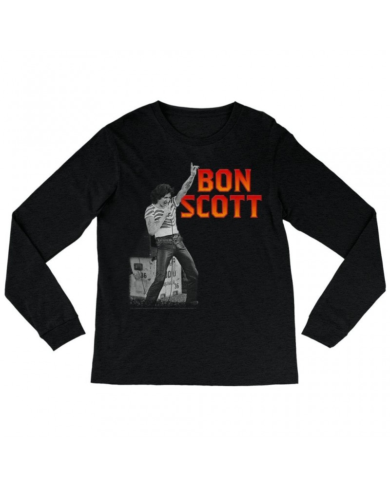 Bon Scott Long Sleeve Shirt | On Stage Design Shirt $13.48 Shirts