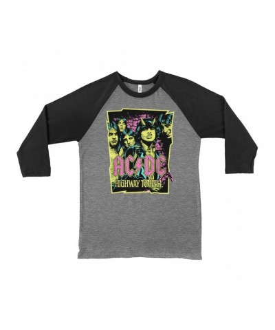 AC/DC 3/4 Sleeve Baseball Tee | Highway To Hell Neon Design Shirt $9.28 Shirts