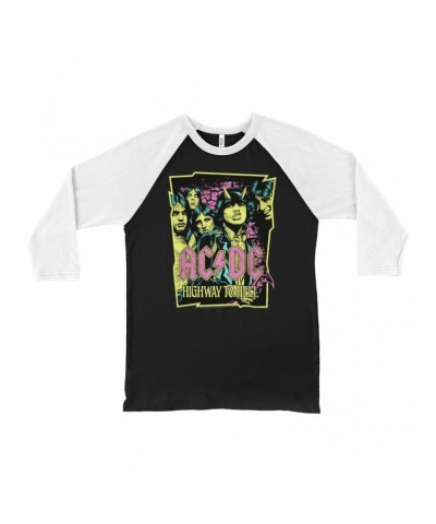 AC/DC 3/4 Sleeve Baseball Tee | Highway To Hell Neon Design Shirt $9.28 Shirts