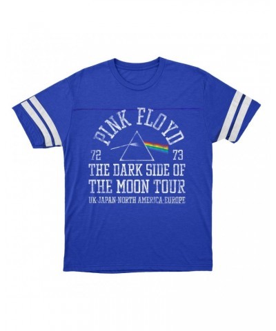 Pink Floyd T-Shirt | Dark Side Of The Moon World Tour 72-73 Distressed Football Shirt $13.18 Shirts