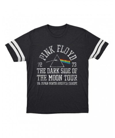 Pink Floyd T-Shirt | Dark Side Of The Moon World Tour 72-73 Distressed Football Shirt $13.18 Shirts