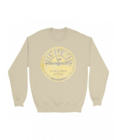 Elvis Presley Sweatshirt | Blue Moon Of Kentucky Record Label Distressed Sweatshirt $15.73 Sweatshirts