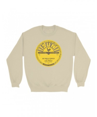 Elvis Presley Sweatshirt | Blue Moon Of Kentucky Record Label Distressed Sweatshirt $15.73 Sweatshirts