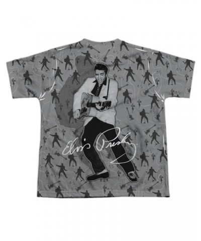 Elvis Presley Youth Shirt | ROCKIN ALL OVER (FRONT/BACK PRINT) Sublimated Tee $8.61 Kids