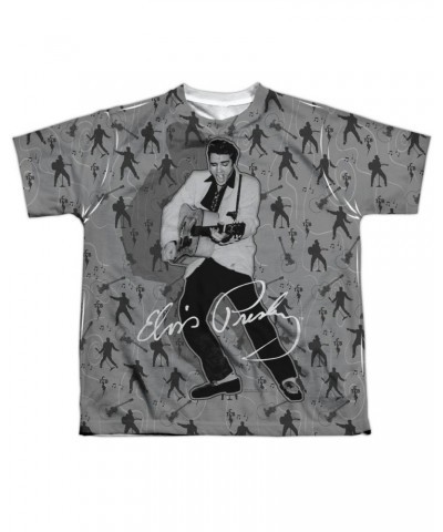 Elvis Presley Youth Shirt | ROCKIN ALL OVER (FRONT/BACK PRINT) Sublimated Tee $8.61 Kids