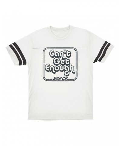 Bad Company T-Shirt | Can't Get Enough Logo Distressed Football Shirt $16.48 Shirts