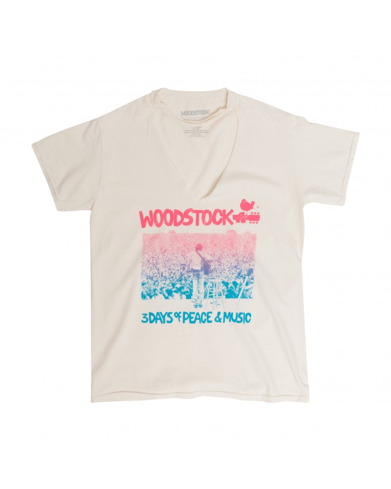 Woodstock Jon Sebastian 3 Days of Peace Love Tan V Cut T-Shirt $2.40 Shirts