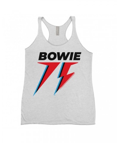 David Bowie Ladies' Tank Top | Black Blue & Red 75th Logo Shirt $14.48 Shirts