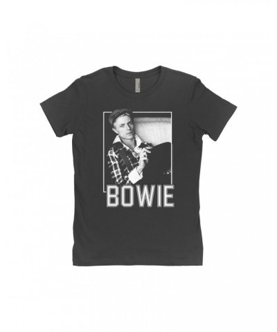 David Bowie Ladies' Boyfriend T-Shirt | Bowie In Black And White Shirt $10.23 Shirts