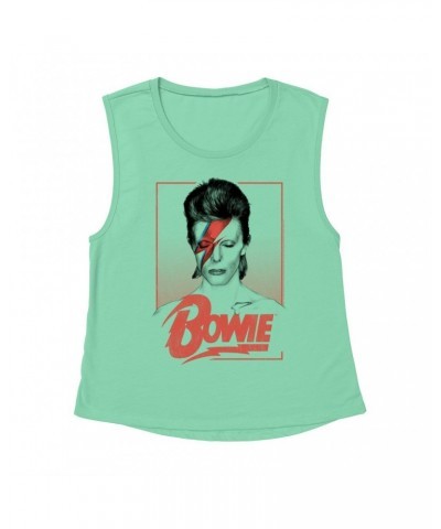 David Bowie Ladies' Muscle Tank Top | Aladdin Sane Bowie Red Image Shirt $12.19 Shirts