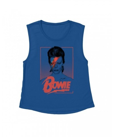 David Bowie Ladies' Muscle Tank Top | Aladdin Sane Bowie Red Image Shirt $12.19 Shirts