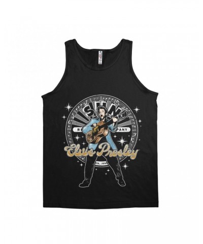 Elvis Presley Sun Records Unisex Tank Top | Singing With Record Label Logo Sun Records Shirt $12.48 Shirts