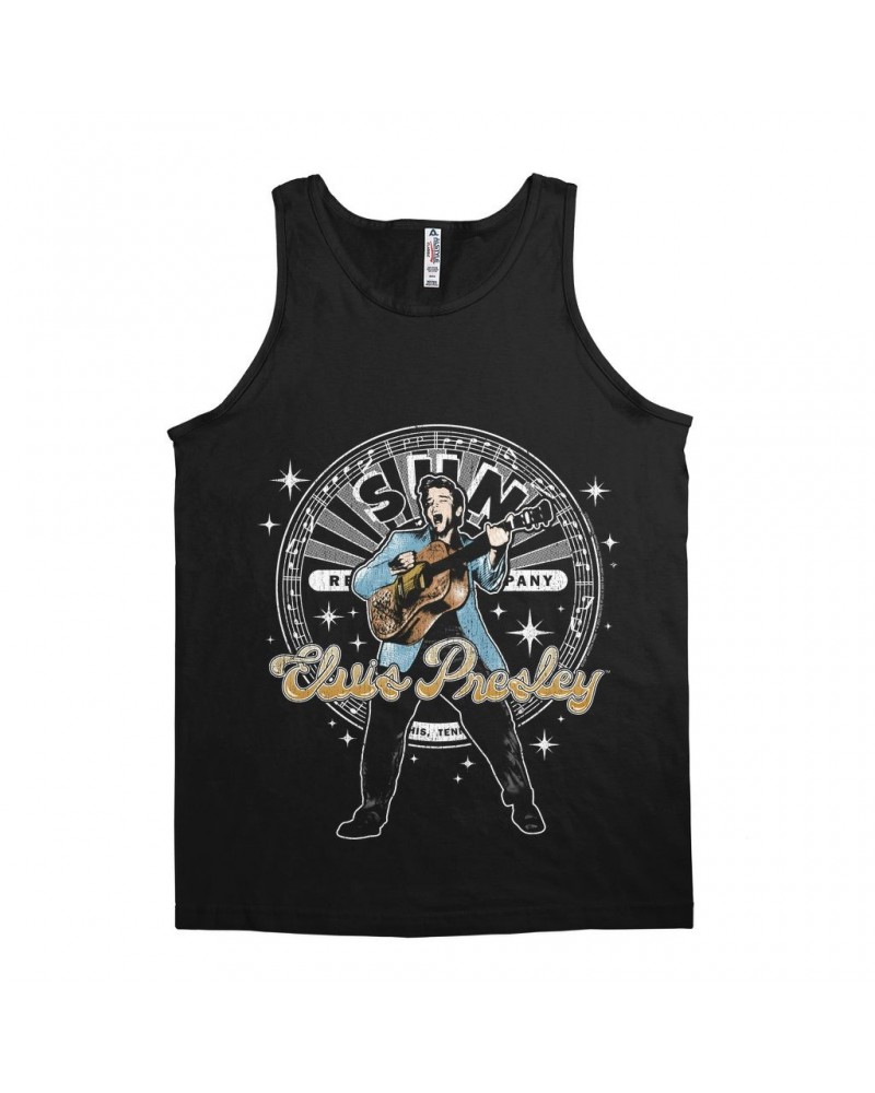 Elvis Presley Sun Records Unisex Tank Top | Singing With Record Label Logo Sun Records Shirt $12.48 Shirts