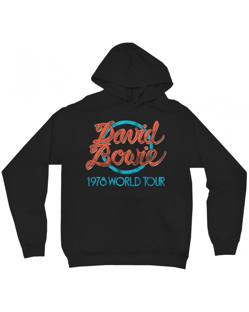 David Bowie Hoodie | Turquoise 1978 World Tour Distressed Hoodie $18.38 Sweatshirts