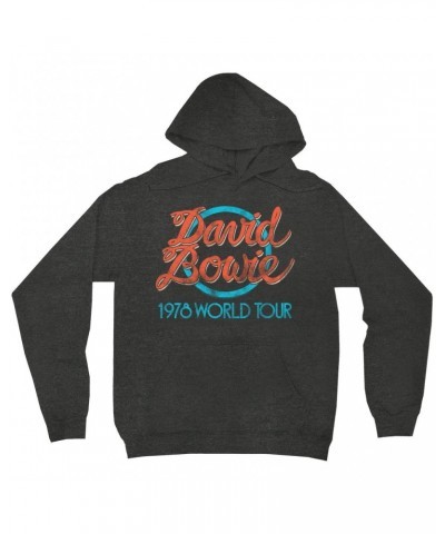 David Bowie Hoodie | Turquoise 1978 World Tour Distressed Hoodie $18.38 Sweatshirts