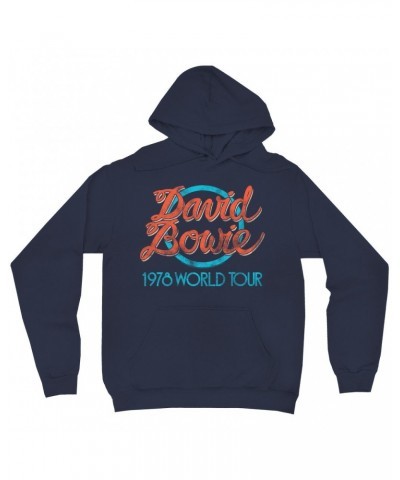 David Bowie Hoodie | Turquoise 1978 World Tour Distressed Hoodie $18.38 Sweatshirts