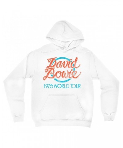 David Bowie Hoodie | Turquoise 1978 World Tour Distressed Hoodie $18.38 Sweatshirts