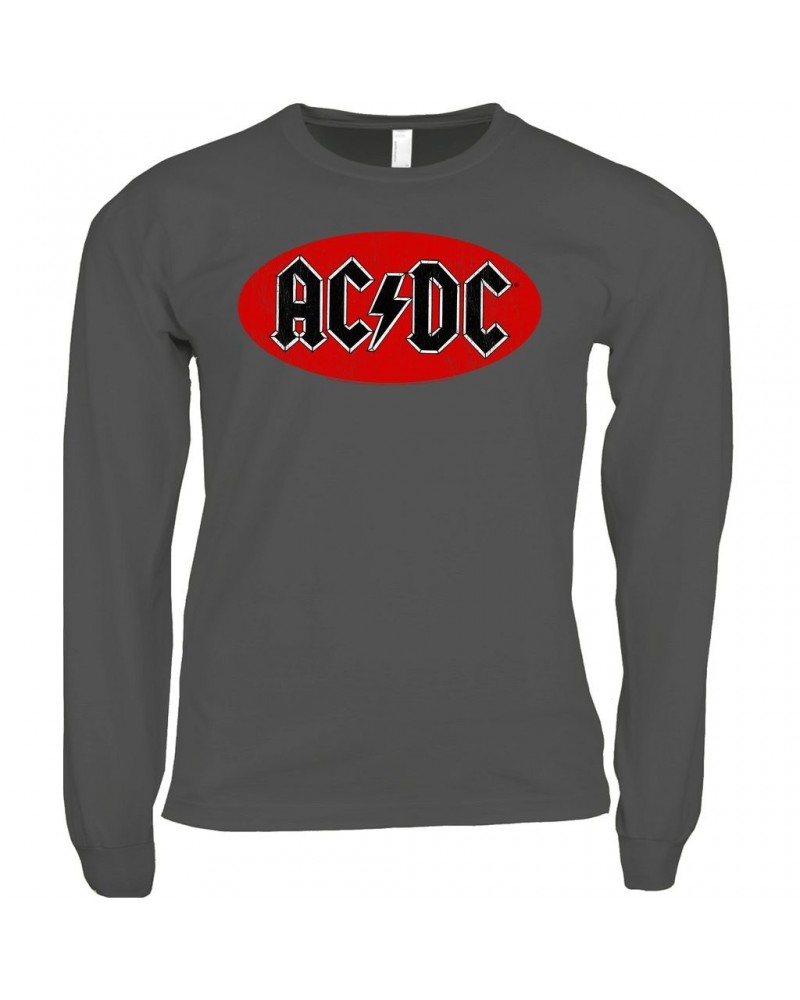 AC/DC Long Sleeve Shirt | Bumper Sticker Logo Distressed Shirt $14.68 Shirts