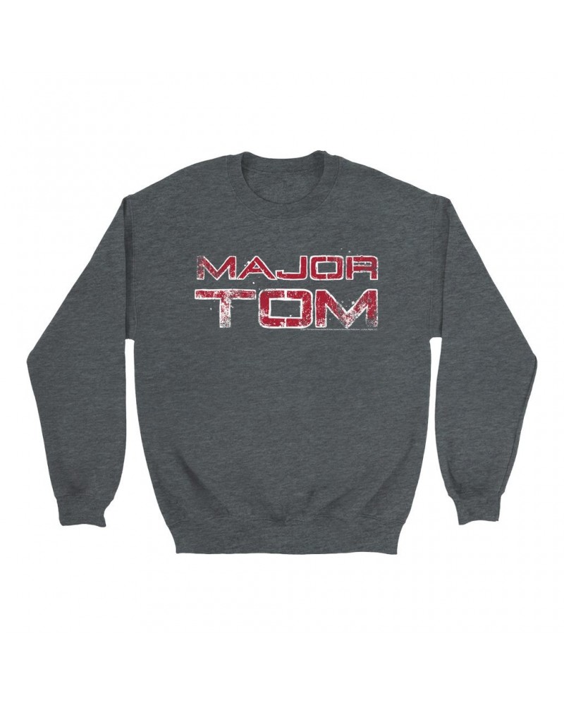 David Bowie Sweatshirt | Major Tom White Design Distressed Sweatshirt $12.58 Sweatshirts