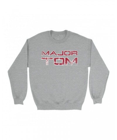 David Bowie Sweatshirt | Major Tom White Design Distressed Sweatshirt $12.58 Sweatshirts