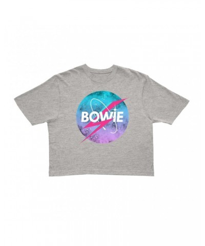 David Bowie Ladies' Crop Tee | Pastel Bowie NASA Inspired Logo Crop T-shirt $12.40 Shirts