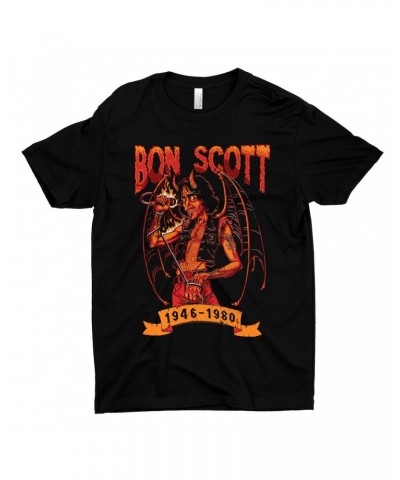 Bon Scott T-Shirt | Devilish Rocker 1946-1980 Shirt $8.40 Shirts