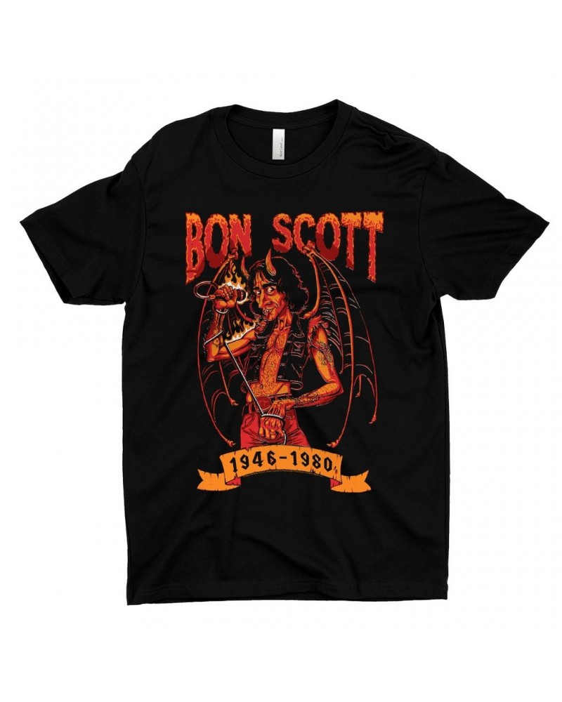 Bon Scott T-Shirt | Devilish Rocker 1946-1980 Shirt $8.40 Shirts