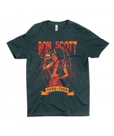 Bon Scott T-Shirt | Devilish Rocker 1946-1980 Shirt $8.40 Shirts