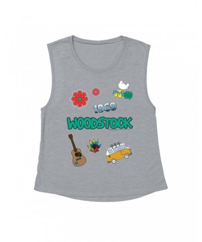 Woodstock Ladies' Muscle Tank Top | Patches Design Shirt $11.86 Shirts