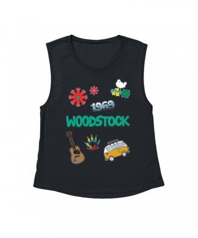 Woodstock Ladies' Muscle Tank Top | Patches Design Shirt $11.86 Shirts