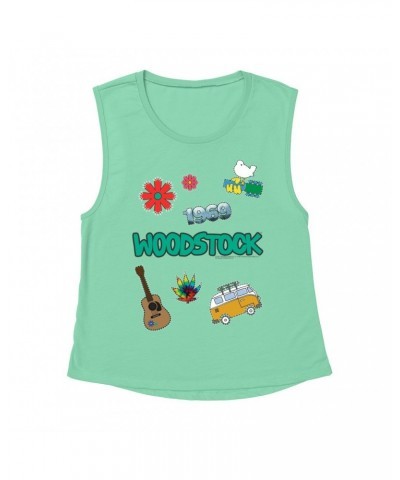 Woodstock Ladies' Muscle Tank Top | Patches Design Shirt $11.86 Shirts