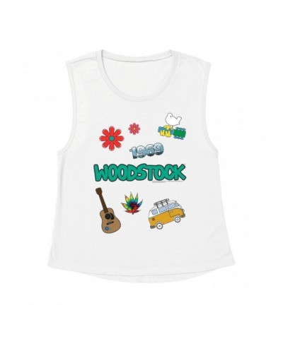 Woodstock Ladies' Muscle Tank Top | Patches Design Shirt $11.86 Shirts