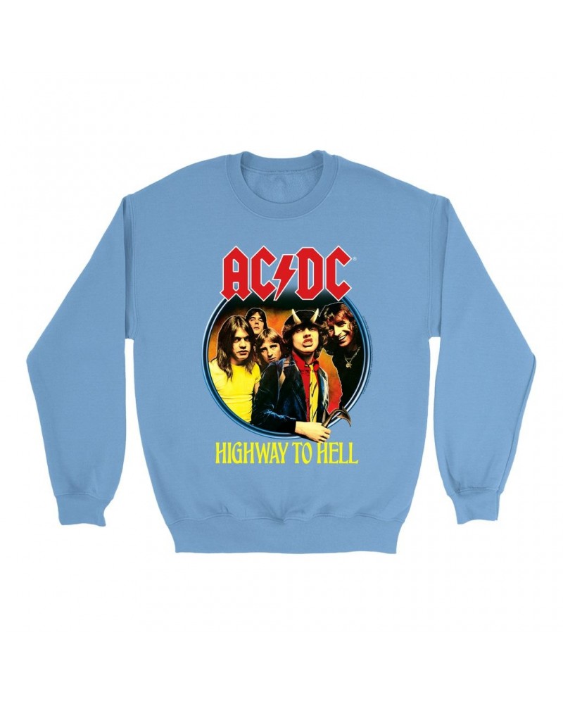 AC/DC Bright Colored Sweatshirt | Highway To Hell Group Design Sweatshirt $11.53 Sweatshirts